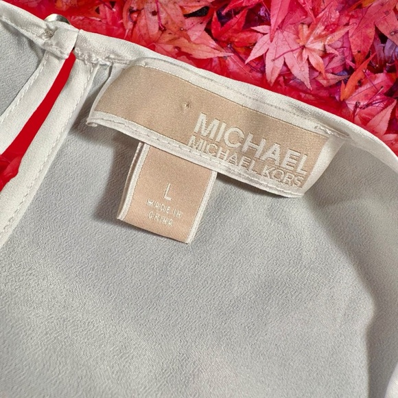 MICHAEL Michael Kors White Pleat Front Chiffon Swing Tank Size Large - Picture 2 of 9